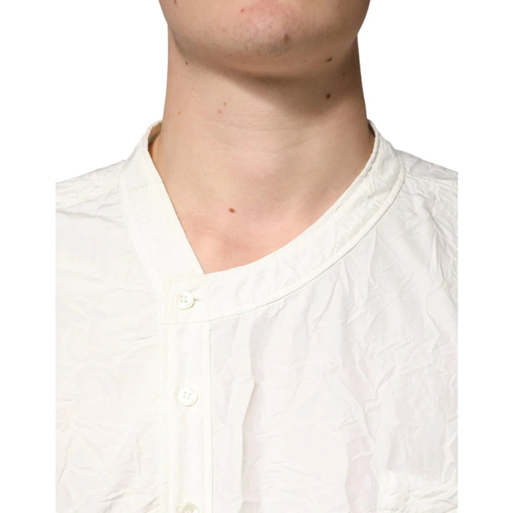 Dolce and Gabbana White Cotton Men Long Sleeve Shirt Tailored Fit &