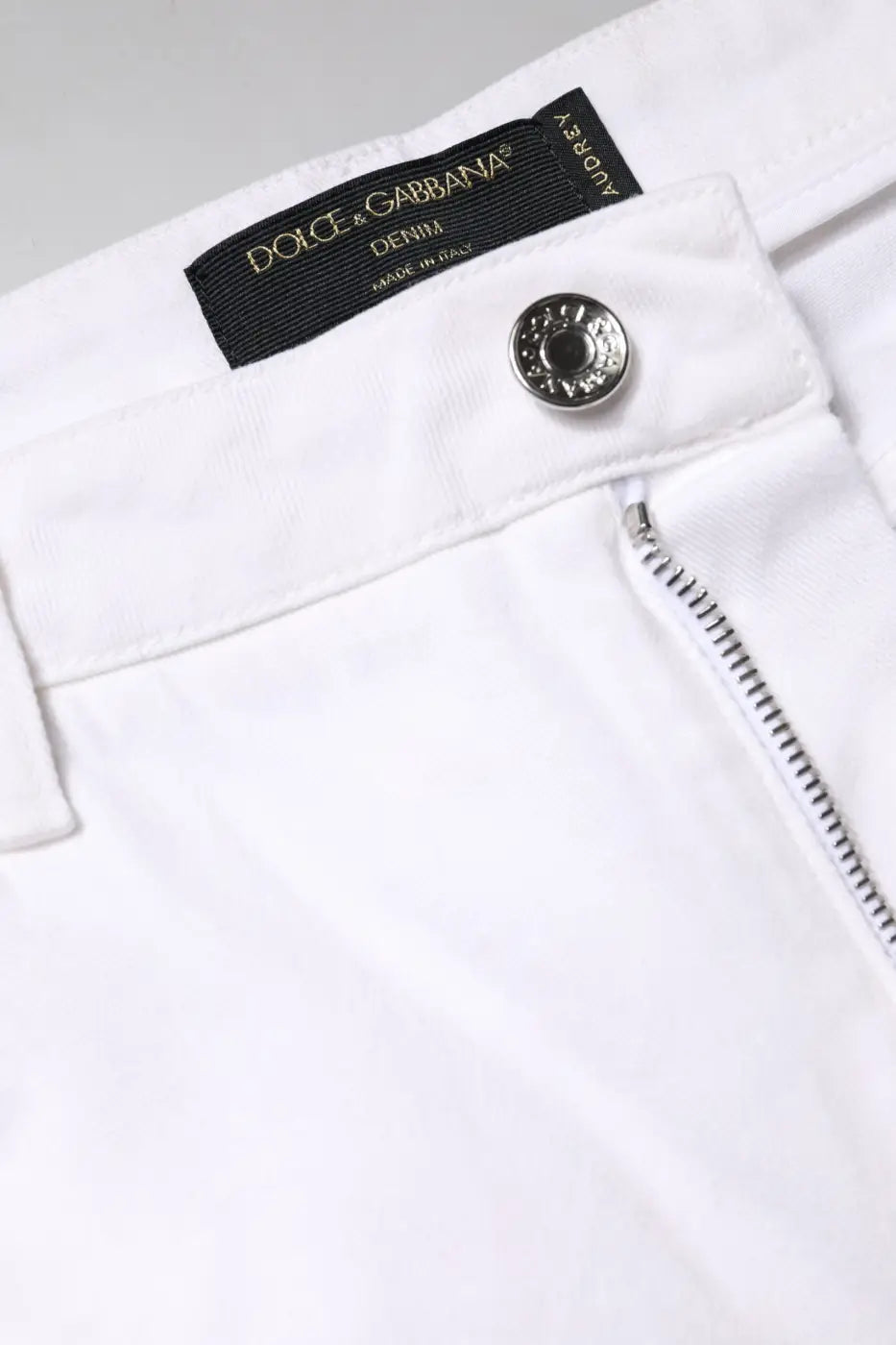 Dolce &amp; Gabbana White Cotton Mid Waist Skinny Denim Jeans