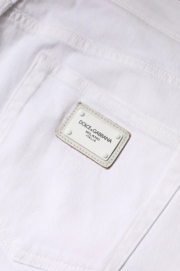 Dolce &amp; Gabbana White Cotton Mid Waist Skinny Denim Jeans