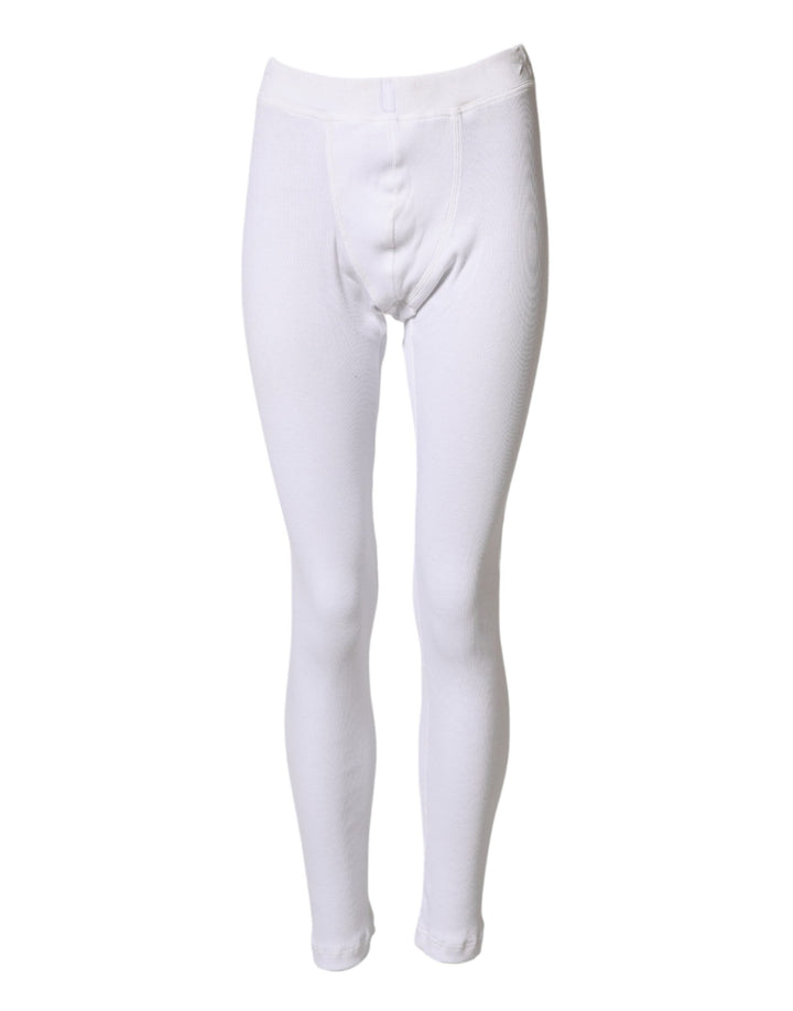 Dolce &amp; Gabbana White Cotton Mid Waist Tights Leggings Pants