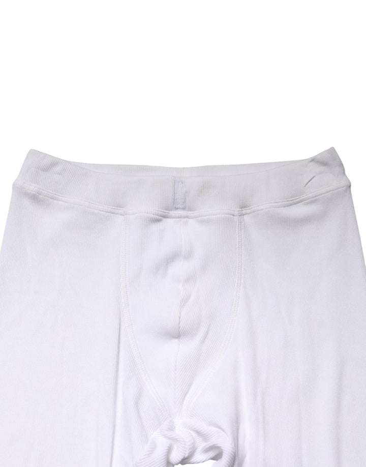 Dolce &amp; Gabbana White Cotton Mid Waist Tights Leggings Pants