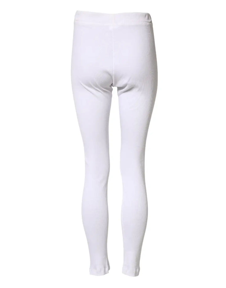 Dolce &amp; Gabbana White Cotton Mid Waist Tights Leggings Pants