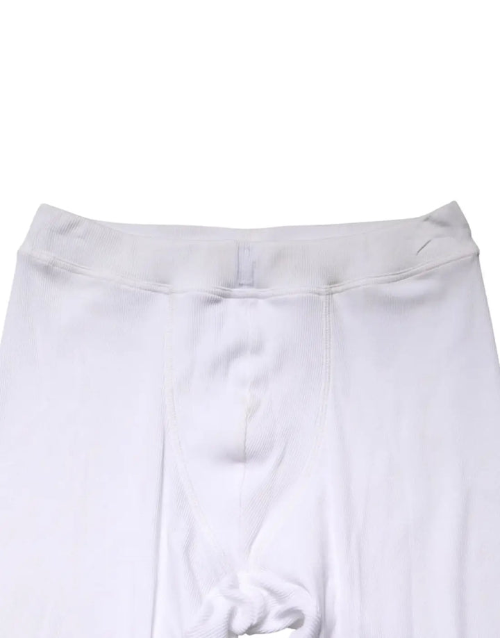Dolce &amp; Gabbana White Cotton Mid Waist Tights Leggings Pants