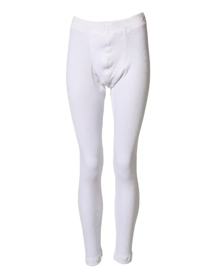 Dolce &amp; Gabbana White Cotton Mid Waist Tights Leggings Pants
