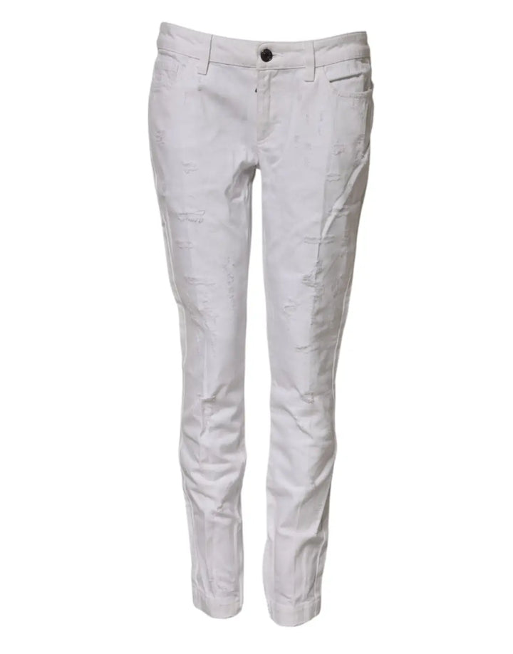 Dolce &amp; Gabbana White Cotton Mid Waisted Women Denim Jeans