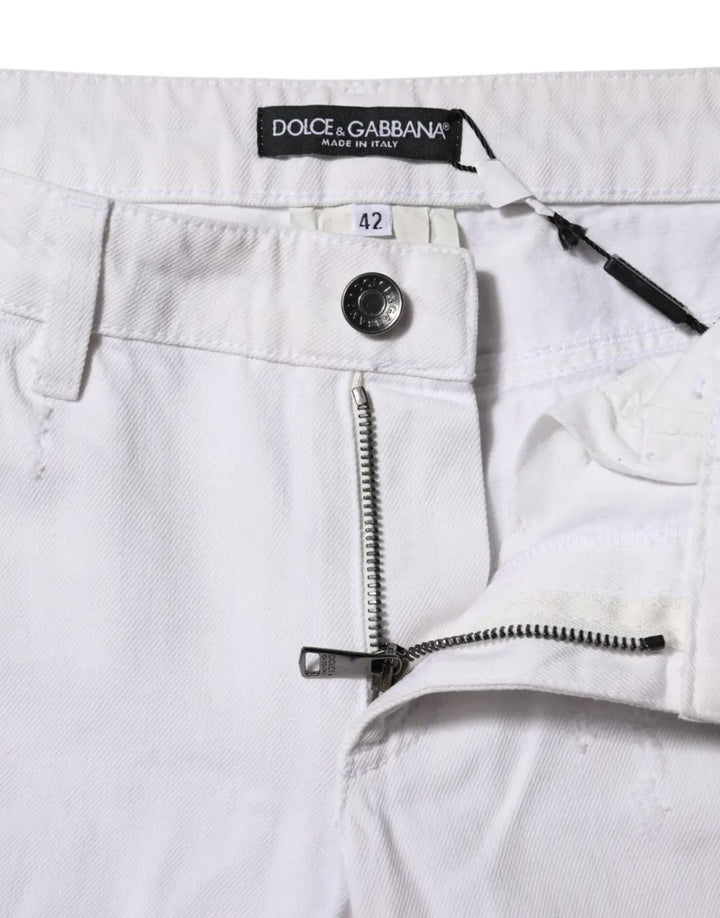 Dolce &amp; Gabbana White Cotton Mid Waisted Women Denim Jeans