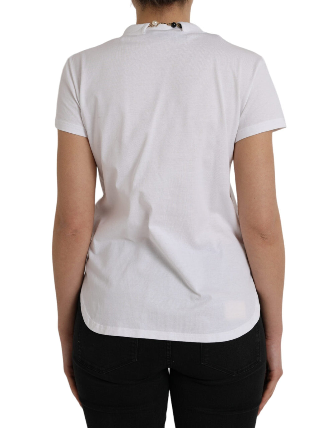 Dolce &amp; Gabbana - White Cotton Necklace Short Sleeves T-shirt