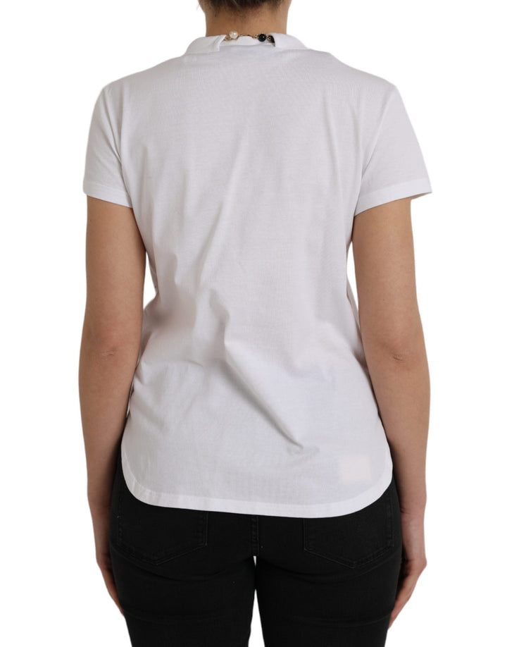 Dolce &amp; Gabbana - White Cotton Necklace Short Sleeves T-shirt