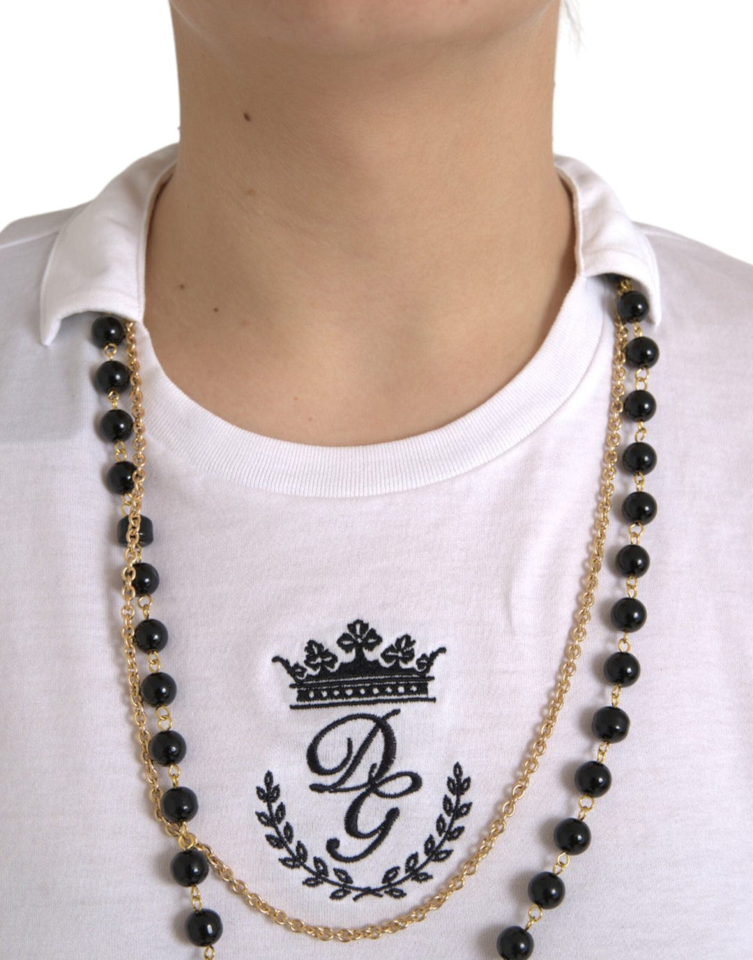 Dolce &amp; Gabbana - White Cotton Necklace Short Sleeves T-shirt