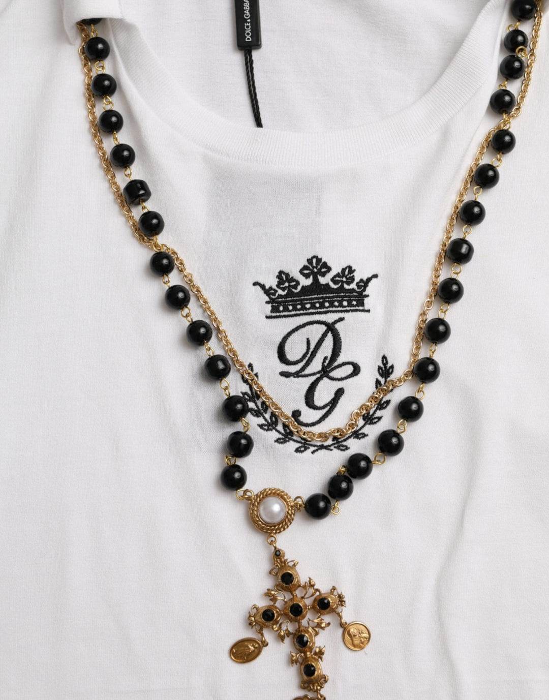Dolce &amp; Gabbana - White Cotton Necklace Short Sleeves T-shirt