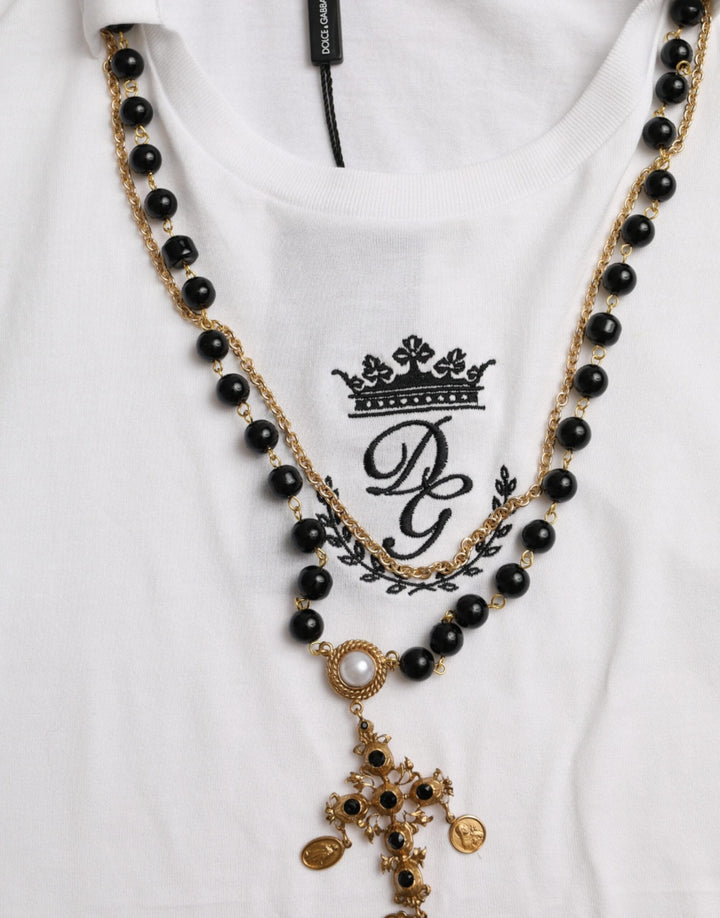 Dolce &amp; Gabbana - White Cotton Necklace Short Sleeves T-shirt