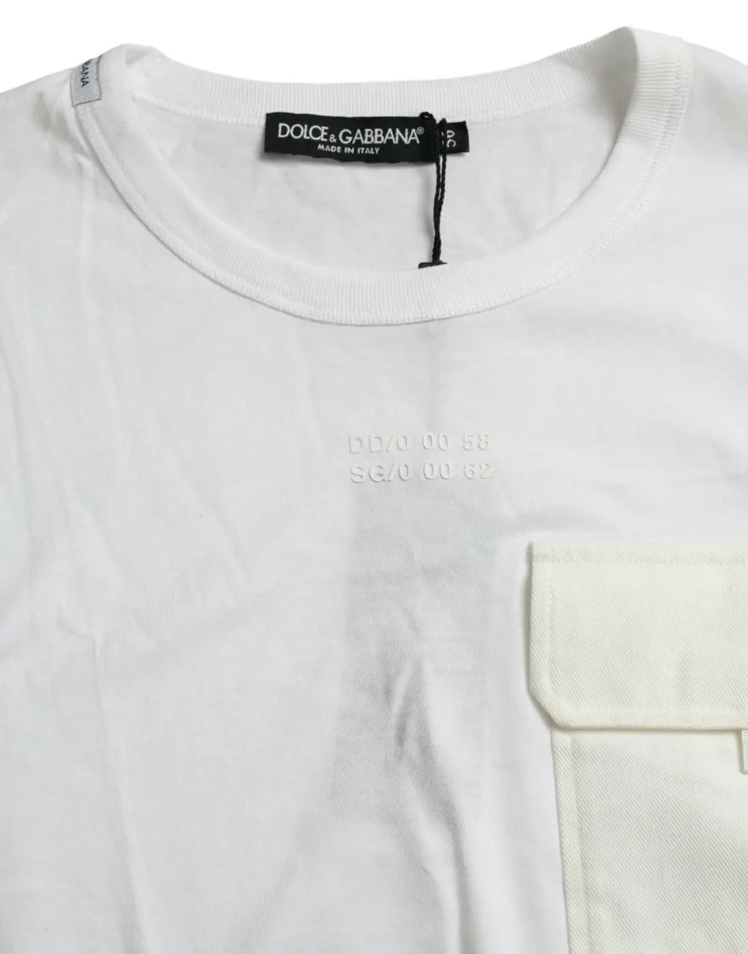 Dolce &amp; Gabbana White Cotton Pocket Short Sleeves T-shirt