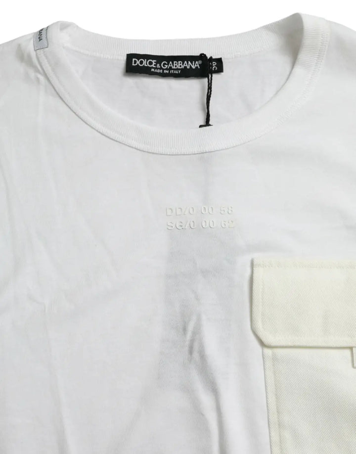 Dolce &amp; Gabbana White Cotton Pocket Short Sleeves T-shirt