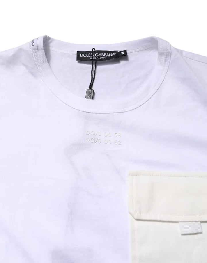 Dolce &amp; Gabbana White Cotton Pocket Short Sleeves T-shirt