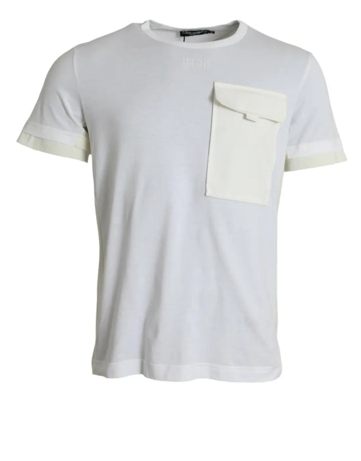 Dolce &amp; Gabbana White Cotton Pocket Short Sleeves T-shirt