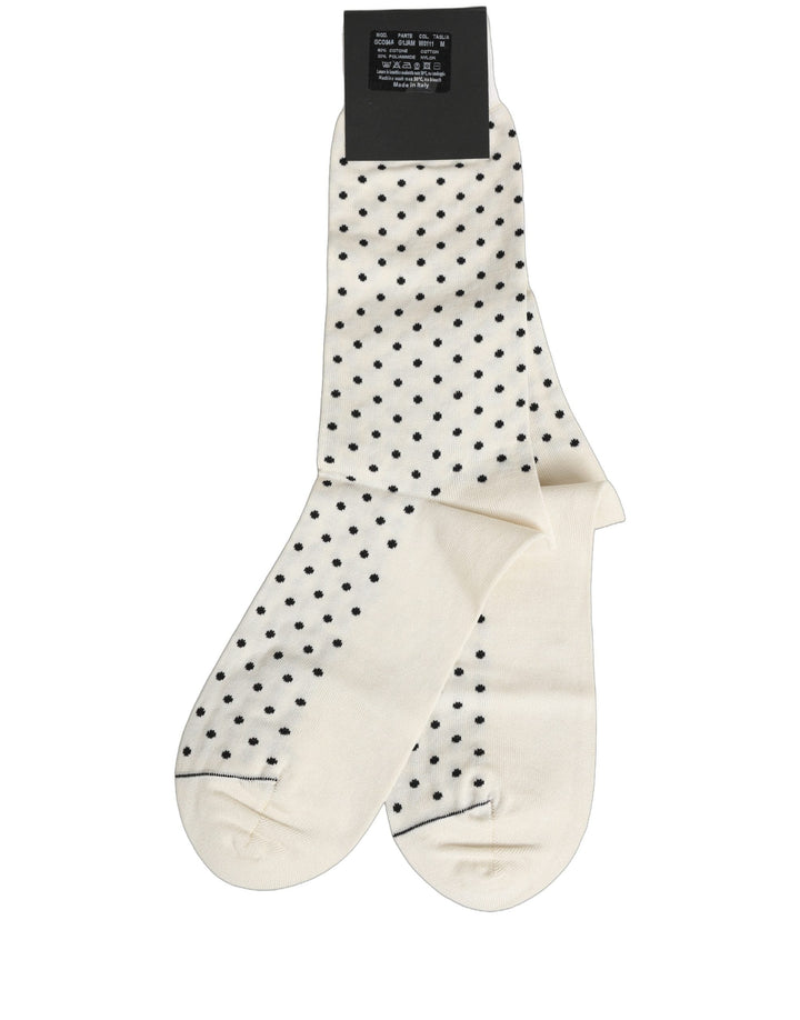 Dolce &amp; Gabbana off White Cotton Polka Dot Mid Calf Accessory Socks