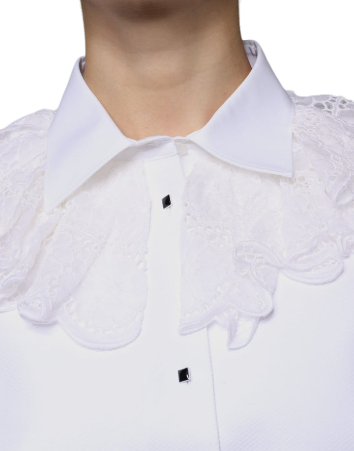 Dolce &amp; Gabbana Blouses - Women’s White Cotton Poplin Shirt Dress Blouse Top