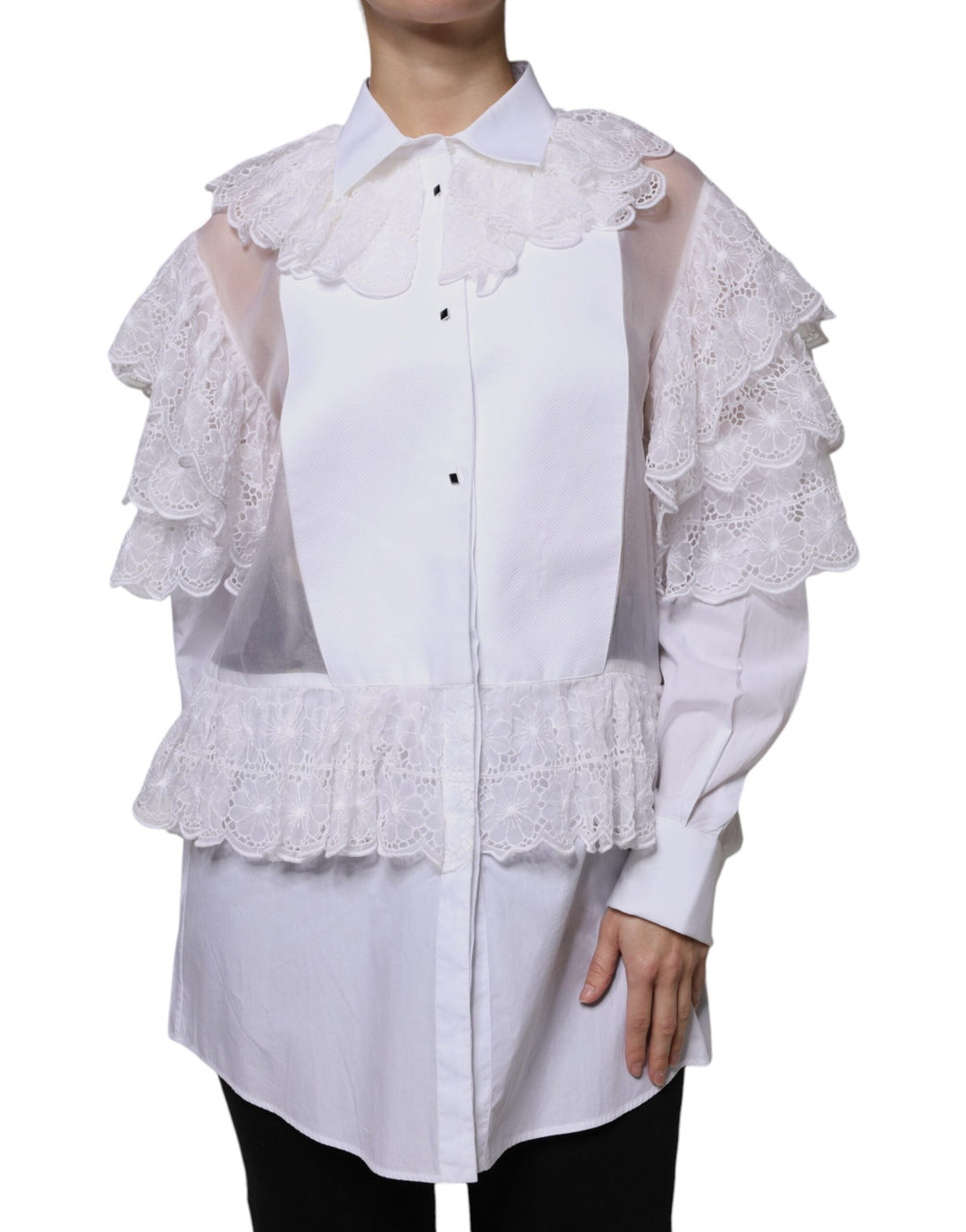 Dolce &amp; Gabbana Blouses - Women’s White Cotton Poplin Shirt Dress Blouse Top