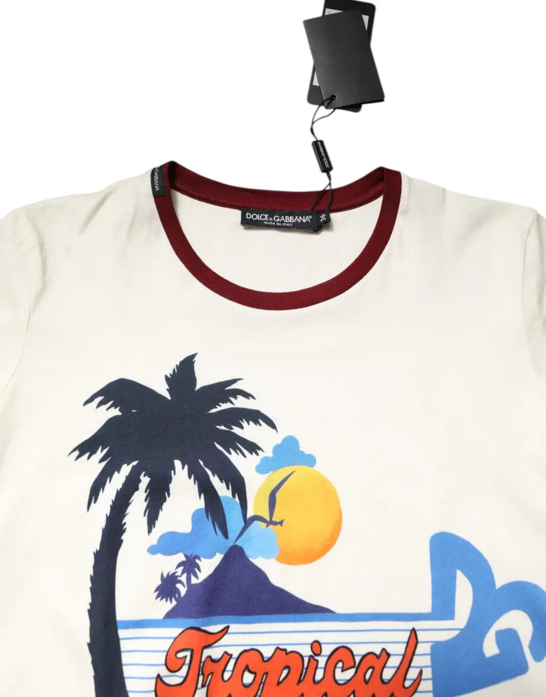 Dolce &amp; Gabbana White Cotton Print Short Sleeves Top T-shirt