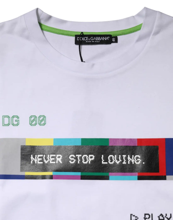 Dolce &amp; Gabbana White Cotton Printed Short Sleeves T-shirt