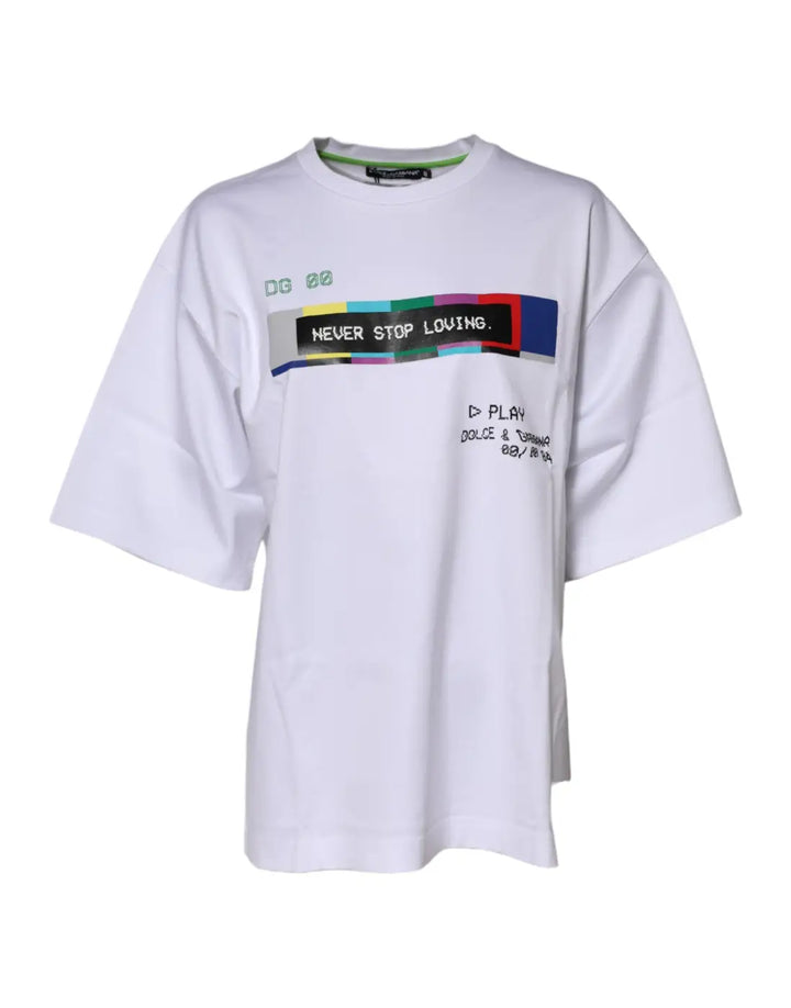 Dolce &amp; Gabbana White Cotton Printed Short Sleeves T-shirt