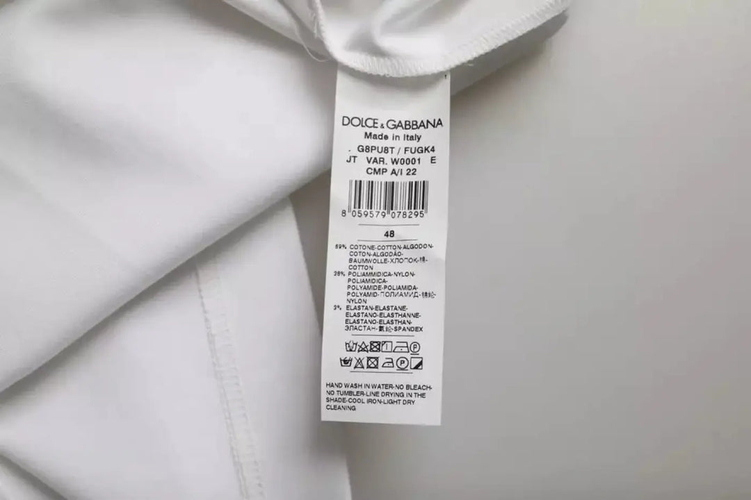 Dolce &amp; Gabbana White Cotton Round Neck Short Sleeve T-shirt