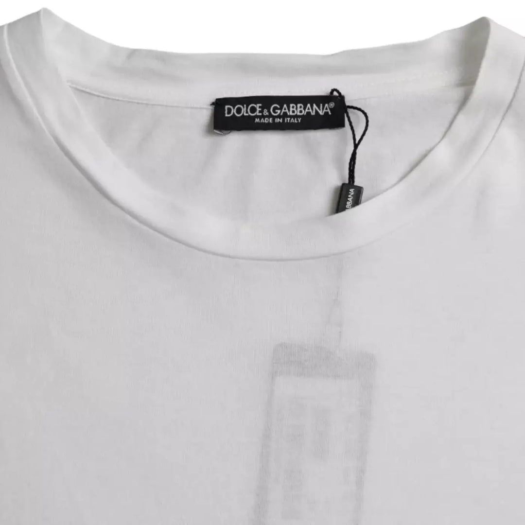 Dolce &amp; Gabbana White Cotton Round Neck Short Sleeve T-shirt