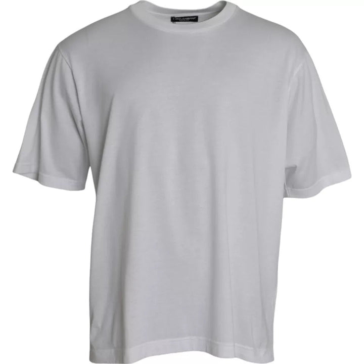 Dolce &amp; Gabbana White Cotton Round Neck Short Sleeve T-shirt