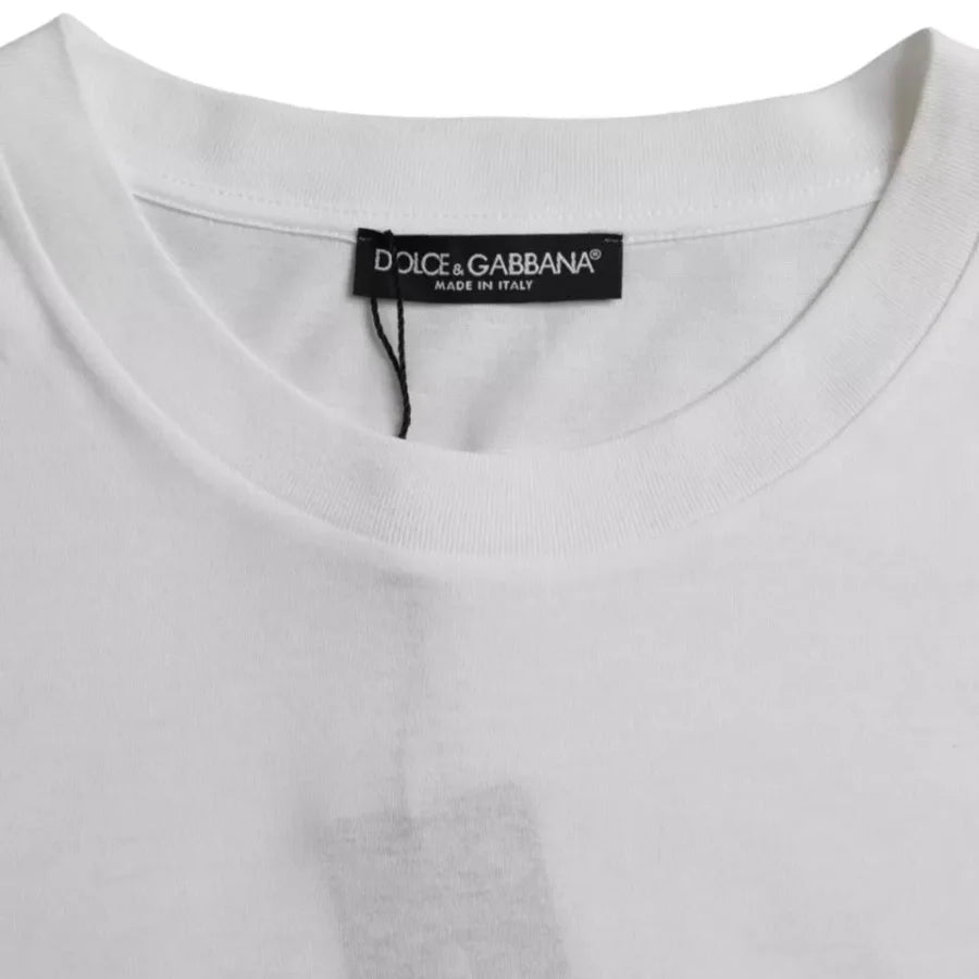 Dolce &amp; Gabbana White Cotton Round Neck Short Sleeve T-shirt
