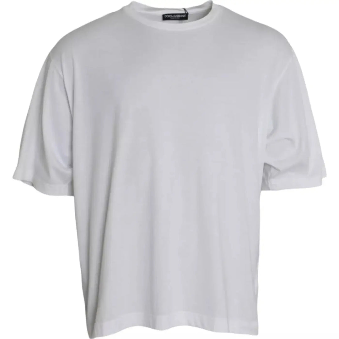 Dolce &amp; Gabbana White Cotton Round Neck Short Sleeve T-shirt