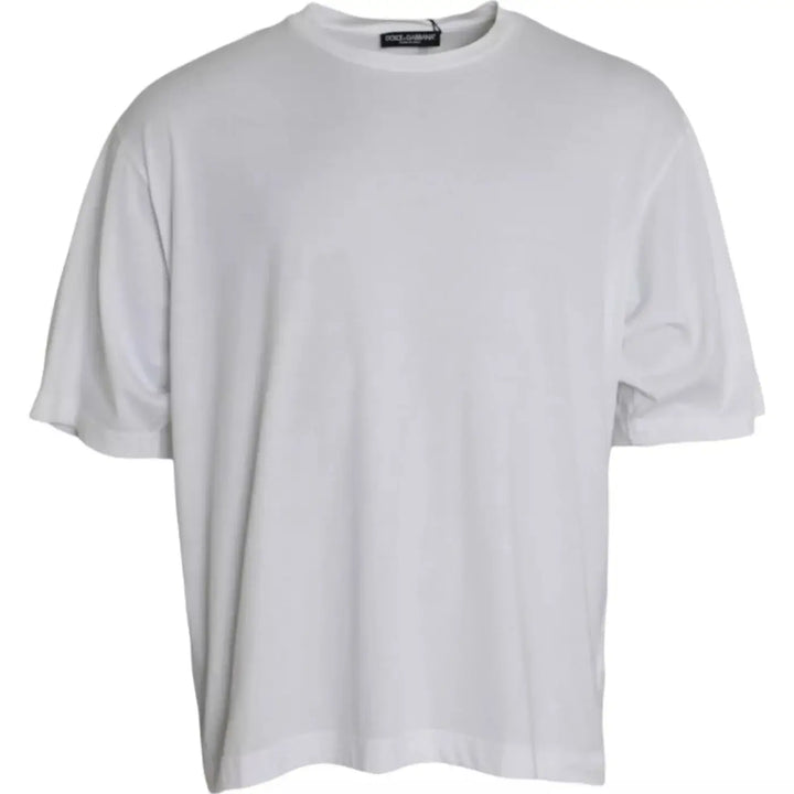 Dolce &amp; Gabbana White Cotton Round Neck Short Sleeve T-shirt