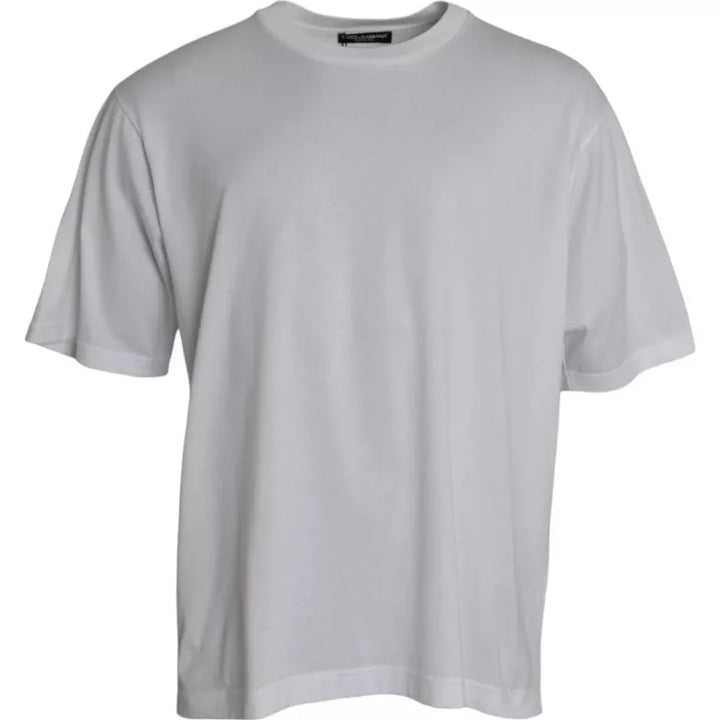 Dolce &amp; Gabbana White Cotton Round Neck Short Sleeve T-shirt