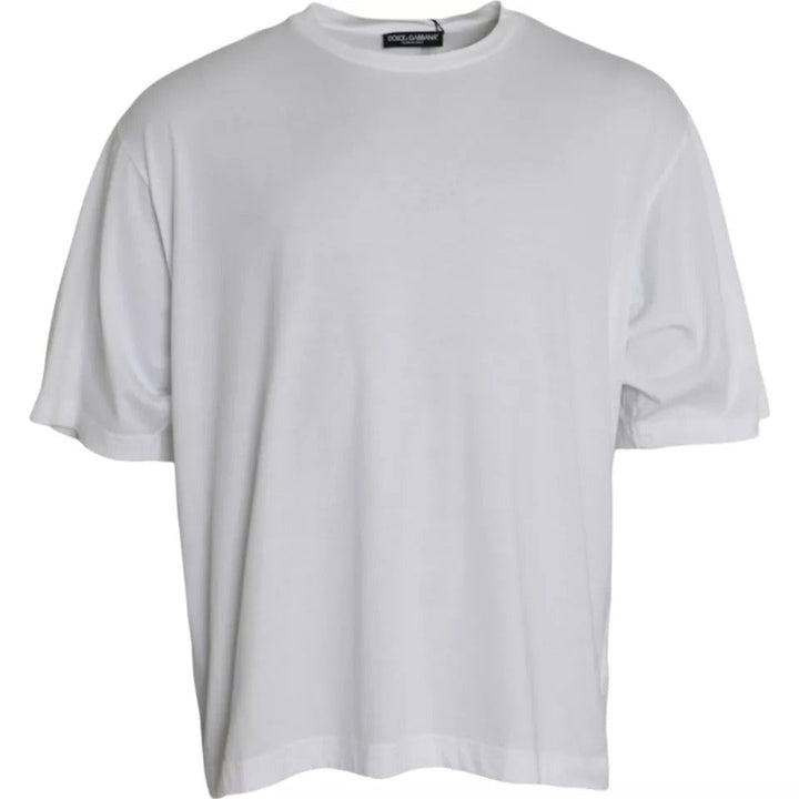 Dolce &amp; Gabbana White Cotton Round Neck Short Sleeve T-shirt