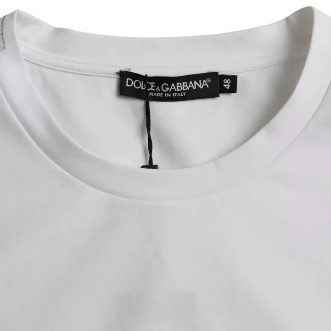 Dolce &amp; Gabbana White Cotton Round Neck Short Sleeve T-shirt