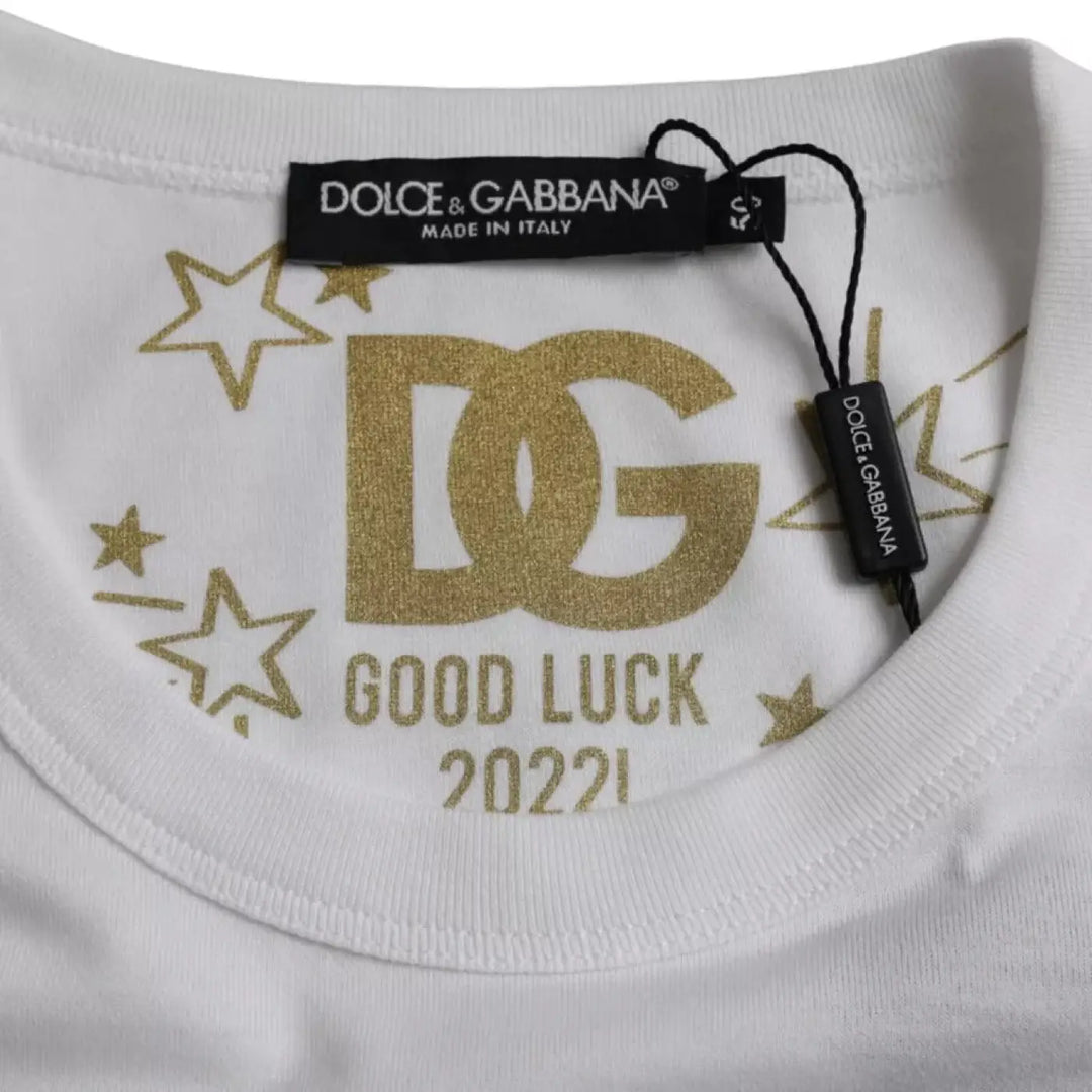 Dolce &amp; Gabbana White Cotton Round Neck Short Sleeves T-shirt