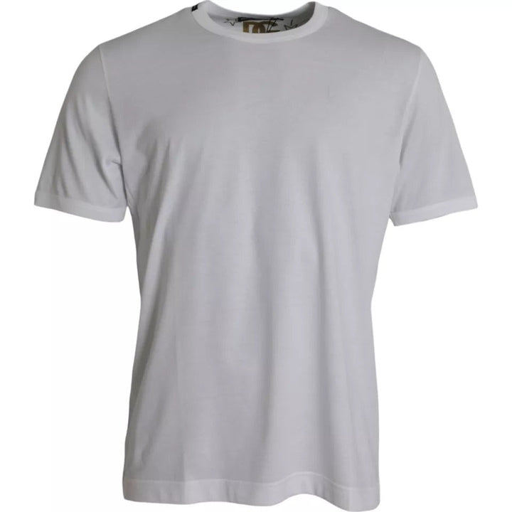 Dolce &amp; Gabbana White Cotton Round Neck Short Sleeves T-shirt