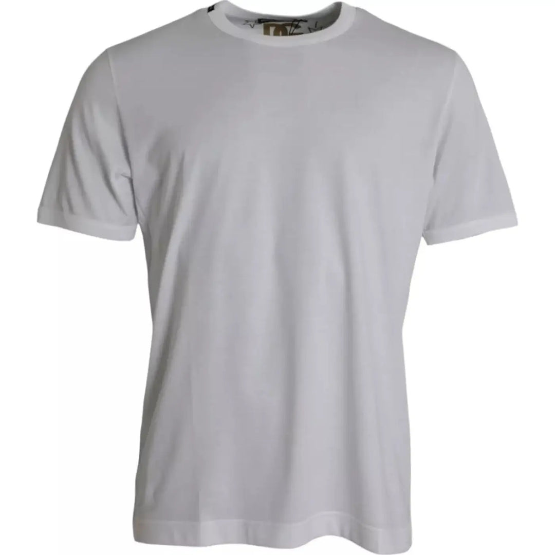 Dolce &amp; Gabbana White Cotton Round Neck Short Sleeves T-shirt