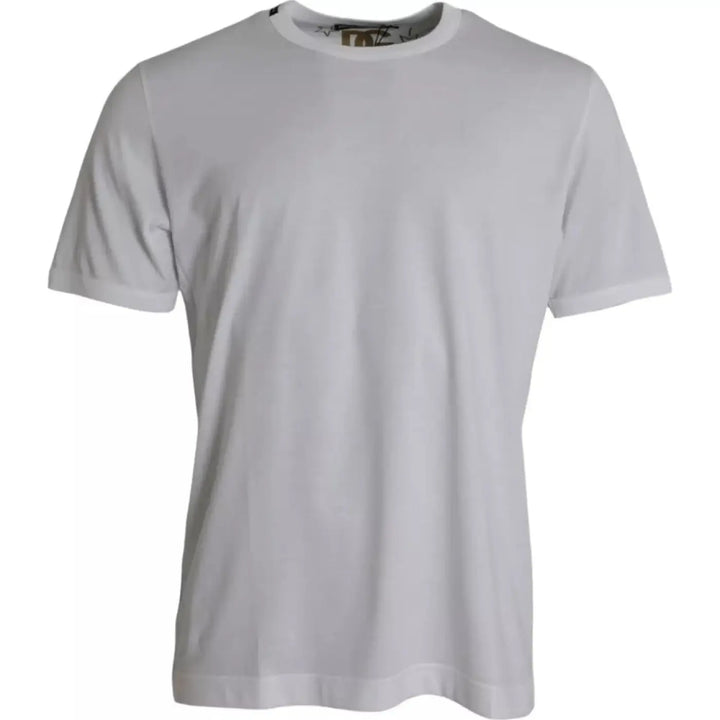 Dolce &amp; Gabbana White Cotton Round Neck Short Sleeves T-shirt