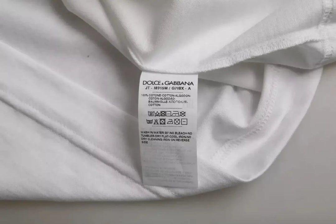 Dolce &amp; Gabbana White Cotton Round Neck Short Sleeves T-shirt