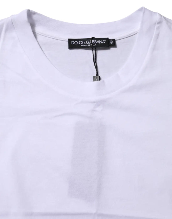 Dolce &amp; Gabbana White Cotton Round Neck Short Sleeves T-shirt
