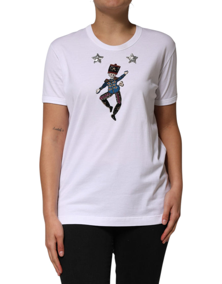 Dolce &amp; Gabbana - White Cotton Sequin Embellished Top T-shirt