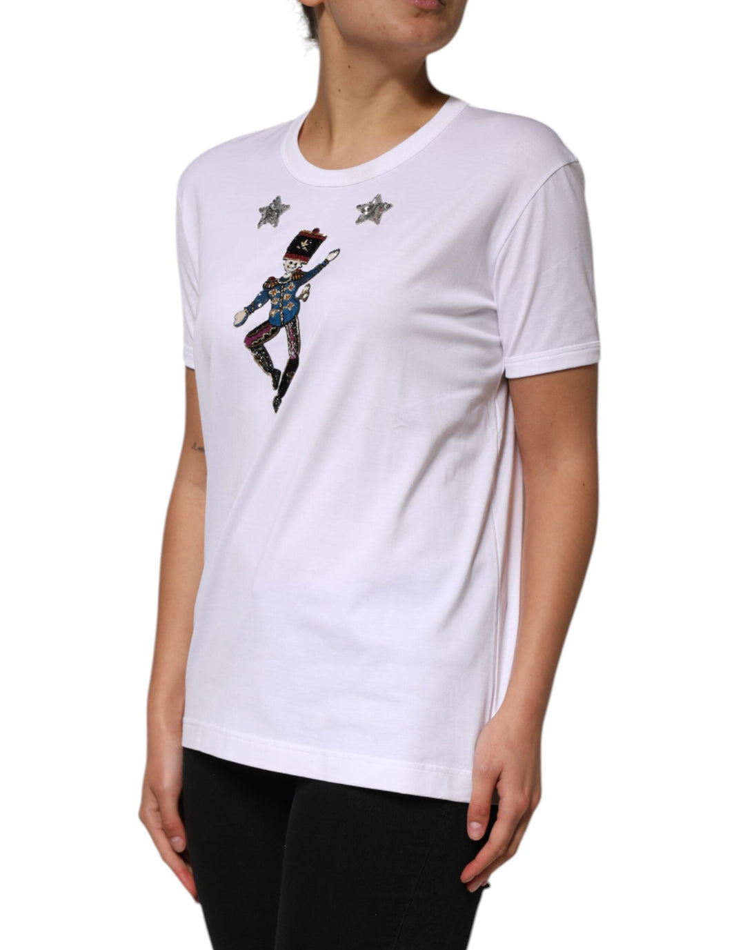 Dolce &amp; Gabbana - White Cotton Sequin Embellished Top T-shirt