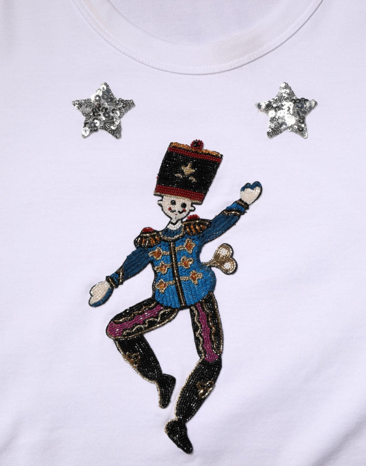 Dolce &amp; Gabbana - White Cotton Sequin Embellished Top T-shirt