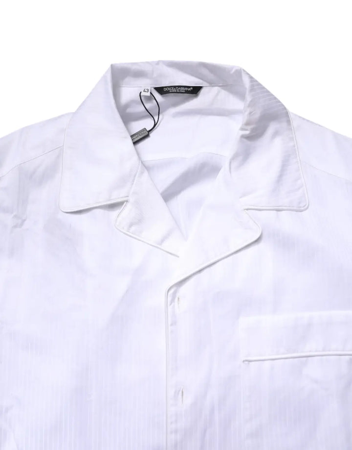 Dolce &amp; Gabbana White Cotton Shirt Pants Pajama Set Sleepwear