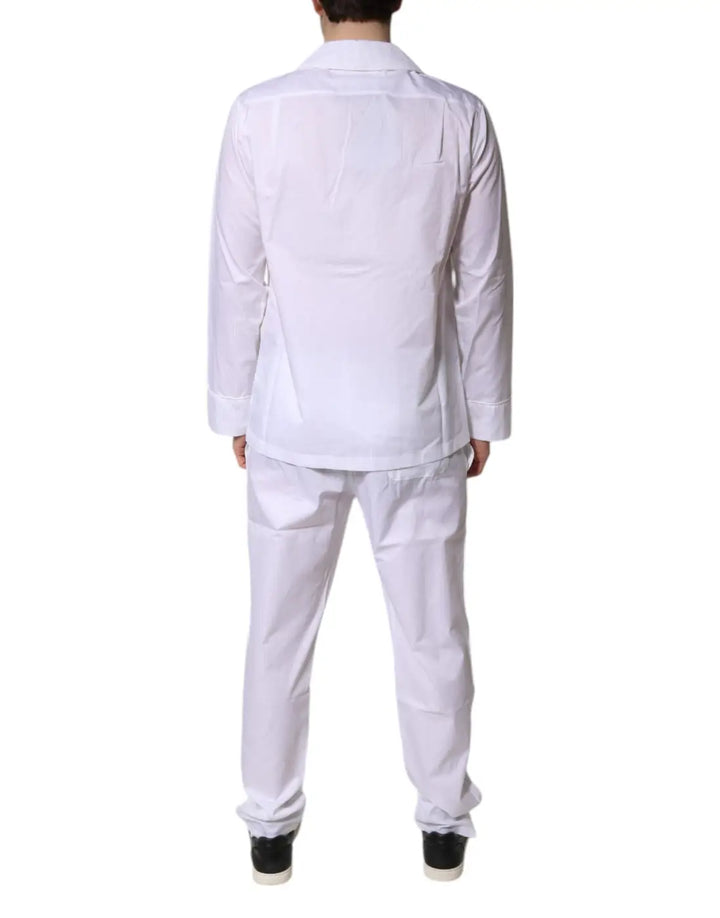Dolce &amp; Gabbana White Cotton Shirt Pants Pajama Set Sleepwear