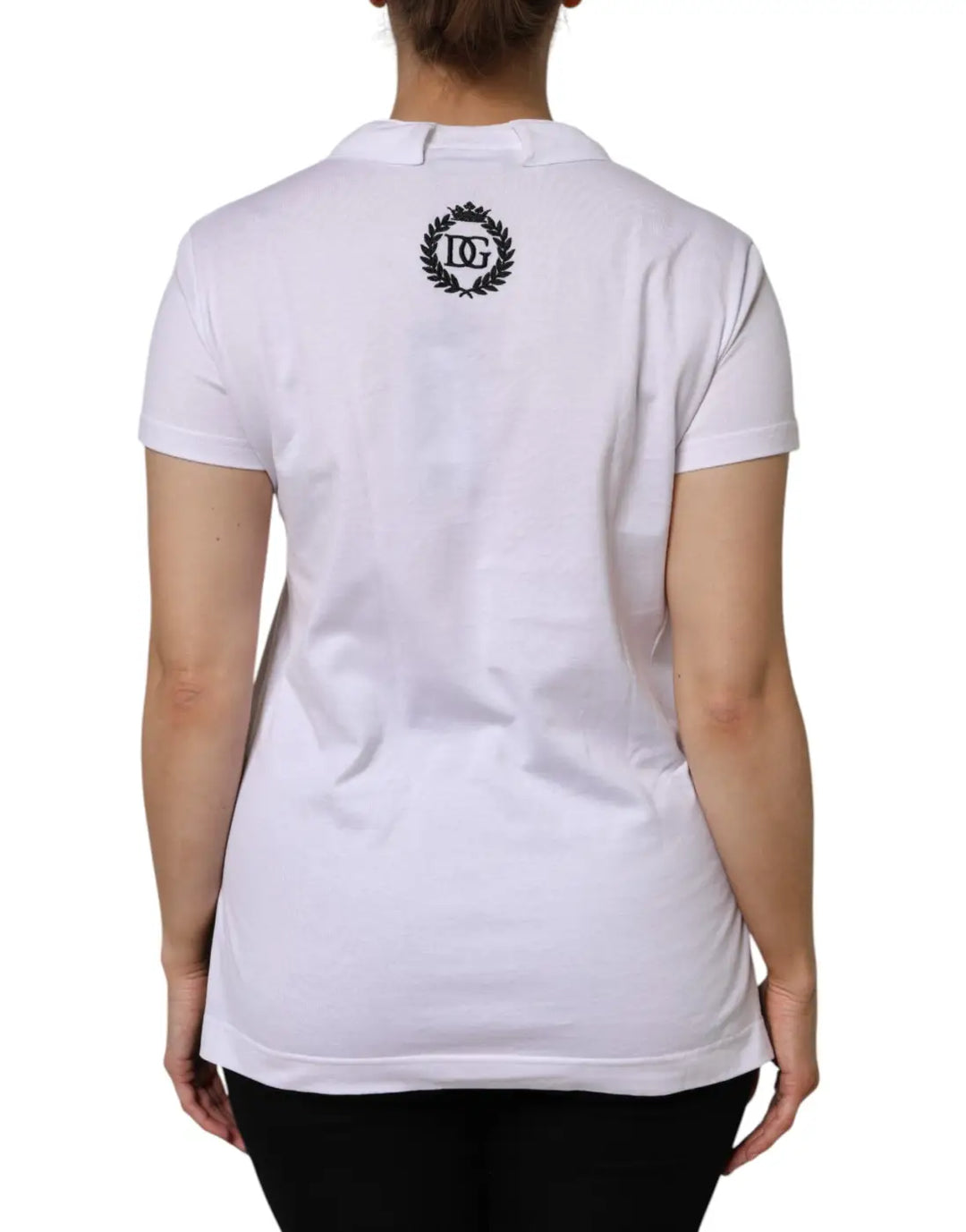 Dolce &amp; Gabbana White Cotton Short Sleeve V-Neck Top T-shirt