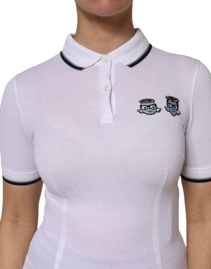 Dolce &amp; Gabbana - White Cotton Short Sleeves Collared Polo Top