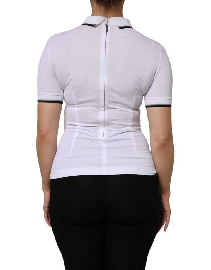 Dolce &amp; Gabbana - White Cotton Short Sleeves Collared Polo Top
