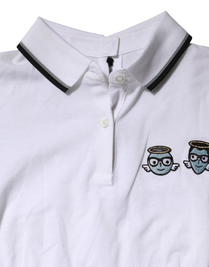 Dolce &amp; Gabbana - White Cotton Short Sleeves Collared Polo Top