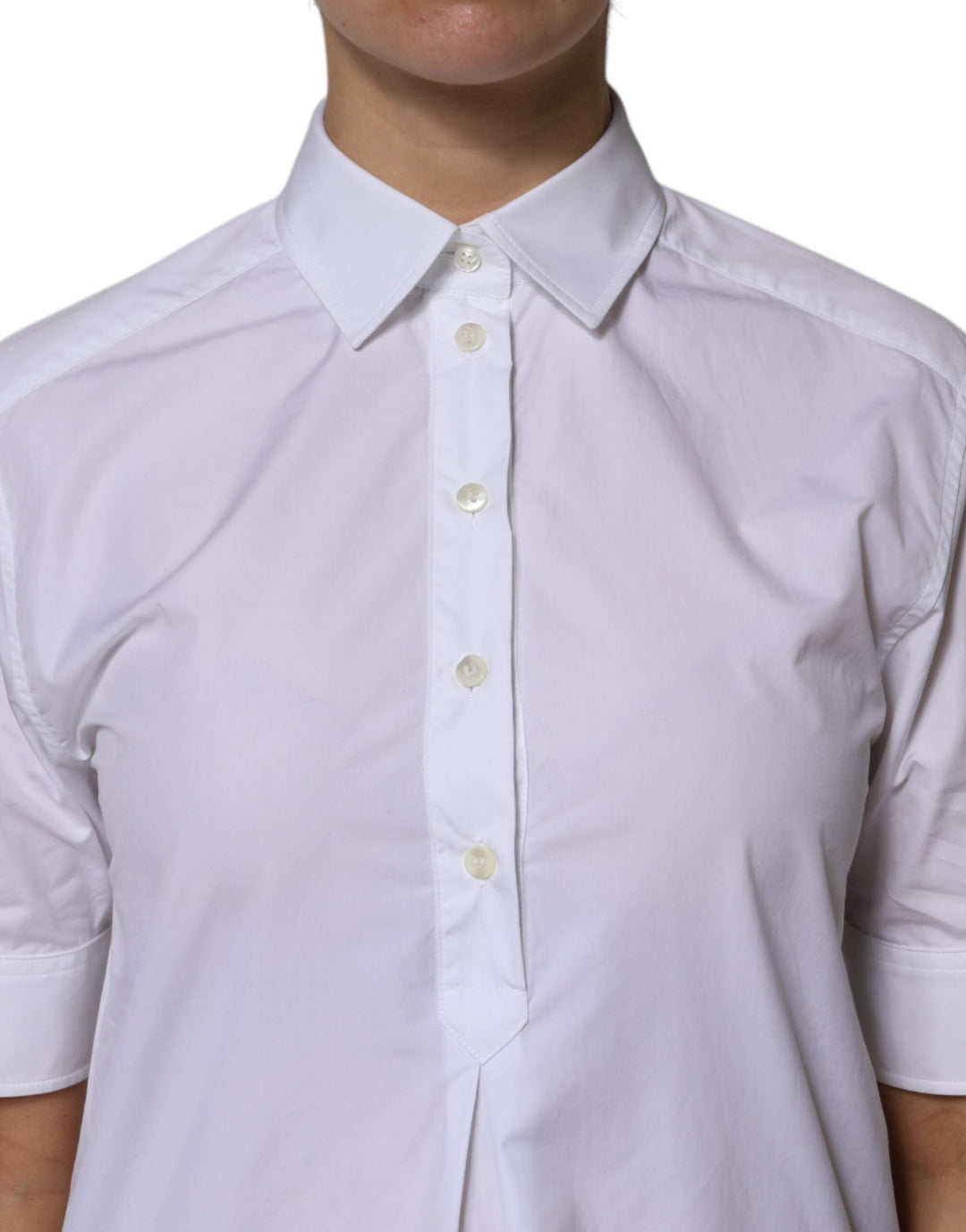 Dolce &amp; Gabbana Polos - Women’s White Cotton Short Sleeves Collared Polo Top